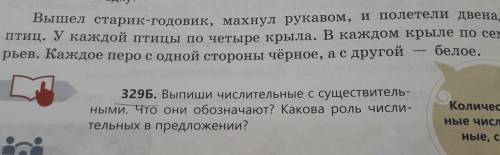 329Б. Выпиши числительные с существительными. Что они обозначают? Какова роль числительных в предлож