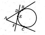 На рисунку прямі AB, AC і DF дотикаються до кола у точках B C i E відповідно. Знайдіть відрізок AB я