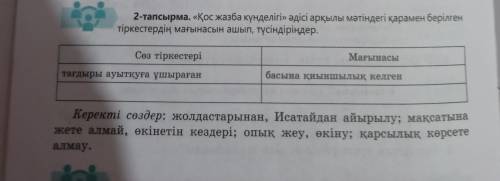 ос жазба күнделігі әдісі арқылы мәтіндегі қарамен берілген тіркестердің мағынасын ашып, түсіндіріңд