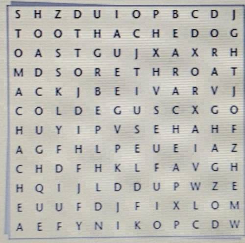 1 * What's wrong with each person?Find six illnesses in the word search.Then use these words to comp