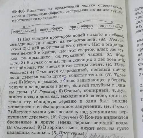 Выпишите из предложений только определяемые слова и причастные обороты ​