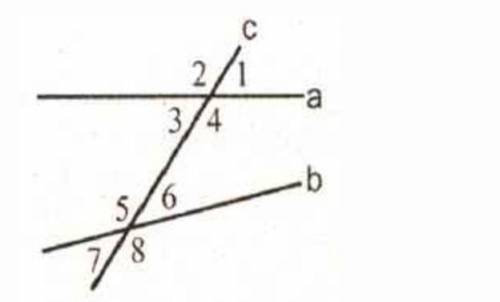2. Две прямые а и b пересечены секущей с. Запишите названия образовавшихся углов. ⦟6=35градусов , на
