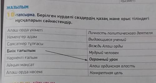 Казахский язык 8 класс. 4 тапсырма по таблице вставить в место ... И на фтором фото 10 тапсырма. Зар