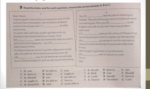 Read the letter and for each question,choose the correct answer a,b, or c ​