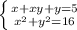 \left \{ {{x+xy+y=5} \atop {x^2+y^2=16}} \right.