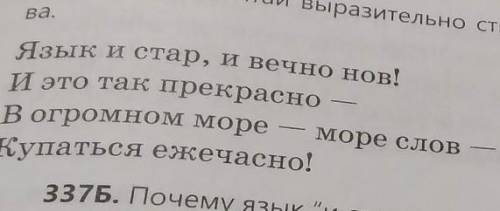 337Б. Почему языки стар, и вечно нов? В каких словак ты хотела бы купаться? В каком значении упот