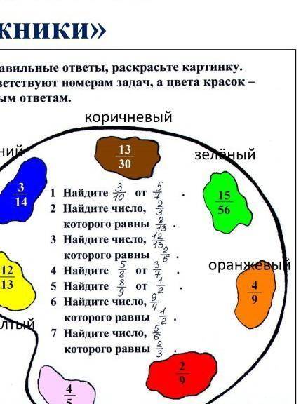 решите задачу найдите на палитры правильные ответы раскрасьте картинку цифры 1234567 на картинке соо