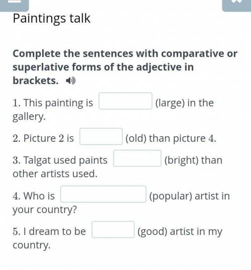 Complete the sentences with comparative or superlative forms of the adjective in brackets.​