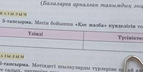 ЖАЗЫЛЫМ 5-тапсырма. Мәтін бойынша «Қос жазба» күнделігін толтыр. Түсіндір.а вот это матин« Гаджет де