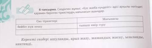 6-тапсырма. Сөздікпен жұмыс. «Қос жазба күнделігі» әдісі арқылы мәтіндегі қарамен берілген тіркестер