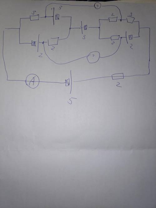 Что покажет амперметр и 2 вольтметра. За ответ