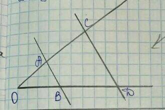 За данним рисунком AB||CD, OB=5, BD=7.Знайдіть відрізки OA і AC,якщо AC-OA=1 ​