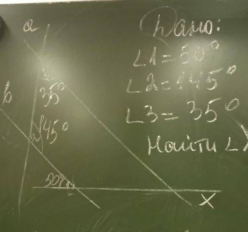 Дано: угол 1=50° угол 2=145° угол 3=35° найтите x ​