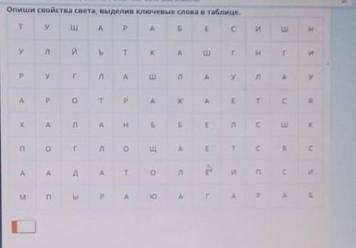 Опиши свойства света, выделив Ключевые слова в таблице.