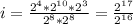 i=\frac{2^{4}*2^{10} *2^{3} }{2^{8}* 2^{8} } =\frac{2^{17} }{2^{16} }