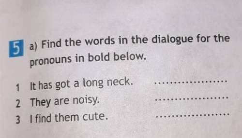 A) Find the words in the dialogue for the pronouns in bold below.1 It has got a long neck.2 They are