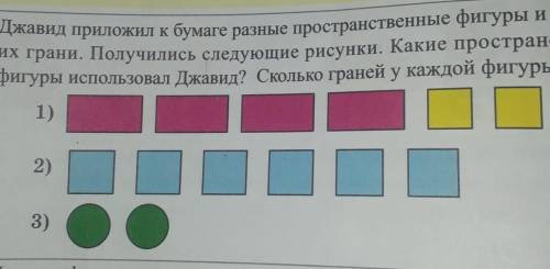 Джавид приложил к бумаги разные пространственные фигуры и обвел всех грани получились следующие рису