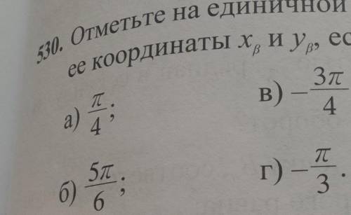 отметьте на единичной окружности точки в Бетта и сравните с нулем ее координаты х и к если радианная