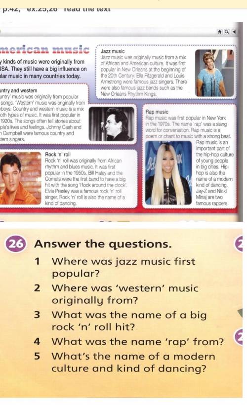 Where was jazz music first рopular? 1 2 Where was 'western' music originally from? 3 What was the na