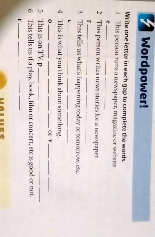 Write one letter in each gap to complete the words. 1 This person runs a newspaper, magazine or webs