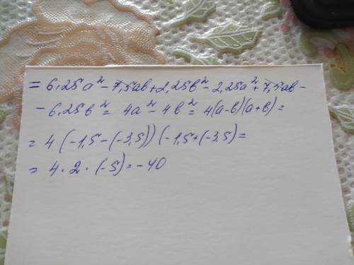 Нужно подробное решение.(2,5a-1,5b)²-(1,5a-2,5b)²a=-1,5b=-3,5​