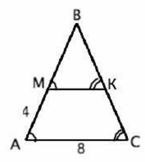 у трикутника австав=6 см . через точку м сторони ав проведено пряму, яка паралельна стороні вс і пер