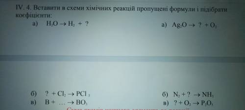 Вставити в схеми хімічних реакцій пропущені формули і підібрати коєфіцієнти: