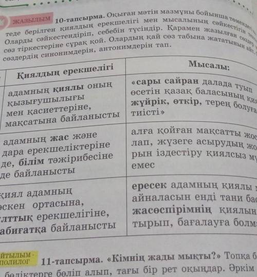 Оларды сәйкестендіріп, себебін түсіндір. Қарамен жазылған сөз сөз тіркестеріне сүрақ қой. Олардың қа