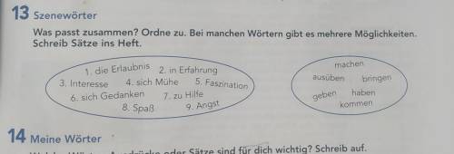 Was passt zusammen? Ordne zu. Bei manchen Wörtern gibt es mehrere Möglichkeiten. Schreib Sätze ins H