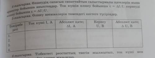 5-тапсырма. Өлшеу нәтижелерін төмендегі кестеге түсіріңдер. Ток күші І, ААбсолют қате;Абсолют қате;Т