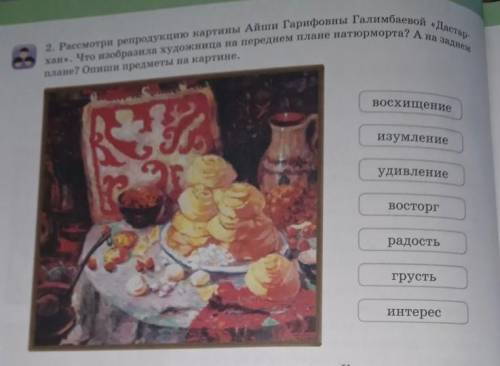 Рассмотри репродукцию картины Айши Гарифовны Галимбаевой Дастархан. Что изобразила художница на пере