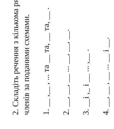 Складіть речення з кількома рядами однорідних членів за поданими схемами ​
