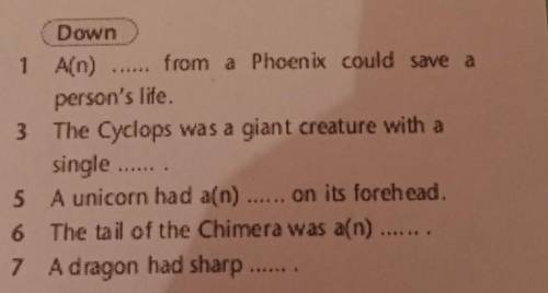 Down 1 Aln)A(n) from a Phoenix could save aperson's lite3 The Cyclops was a giant creature with asi