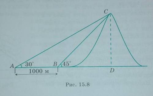 Из некоторой точки вершина горы видна под углом 30°. При приближении к горе на 1000м вершина стала в