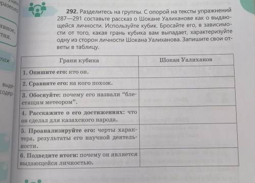 С опорой на тексты упражнений 287- 291 составьте рассказ о шокане уалиханове как о выдающейся личнос