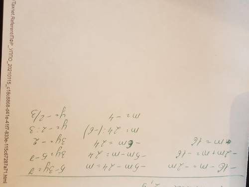 -16-m=-2m. -5m-24=m. 5-3y=-7​