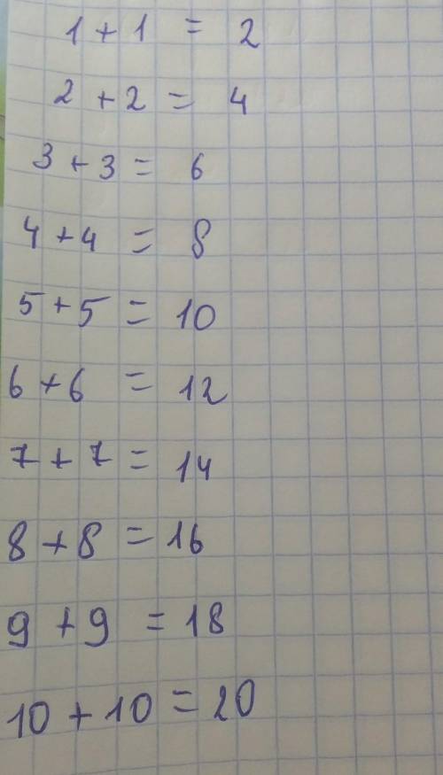 1+1=?2+2=?3+3=?4+4=?5+5=?6+6=?7+7=?8+8=?9+9=?10+10=? ​