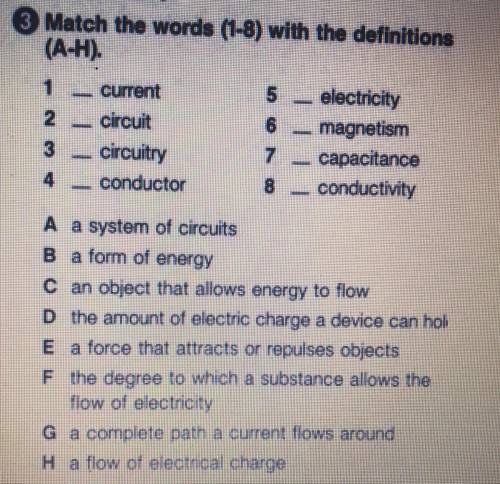 Match the words (1-8) with the definitions (A-H) ребят