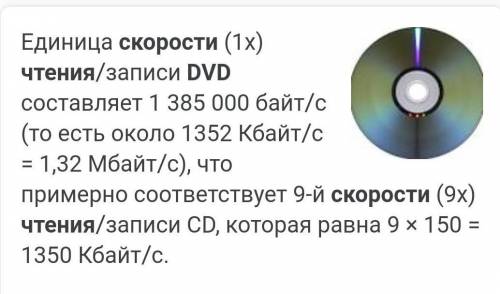 Какова максимальная скорость чтения DVD диска. ​