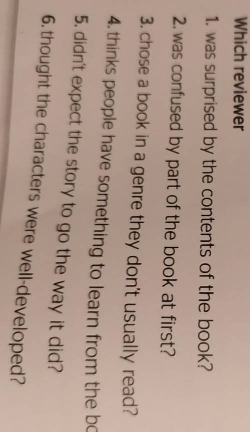 D. Read the reviews a-cagain and answer the questions. Write a b Find the part of the text which cor