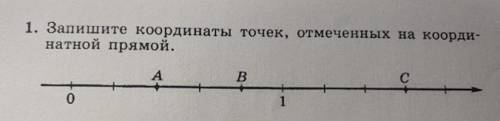 1. Запишите координаты точек, отмеченных на коорди- натной прямой. В 0