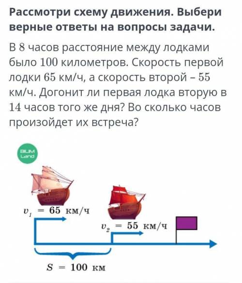 Выберите два ответа 1)в 10ч2)не догонит3) в 18ч4)догонит​