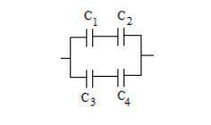 На рисунке показана схема соединения конденсаторов. Выберите правильное утверждение. А. конденсаторы