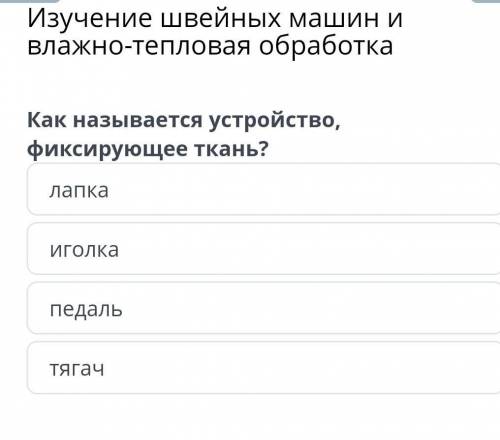 *Изучение швейных машин и влажно-тепловая обработкаКак называются устройства фиксрущее ткань*​