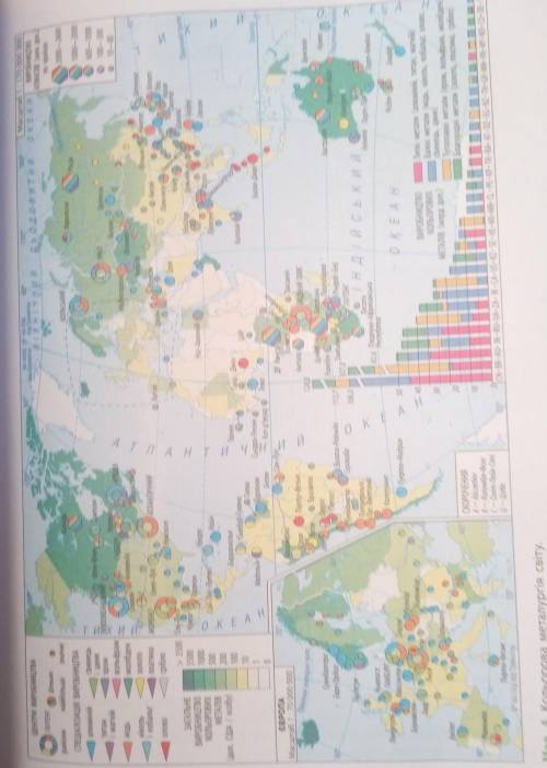 2. Визначте за картою на мал. 4 (с. 135) країни з найбільшим виробництвом ко- льорових металів на од