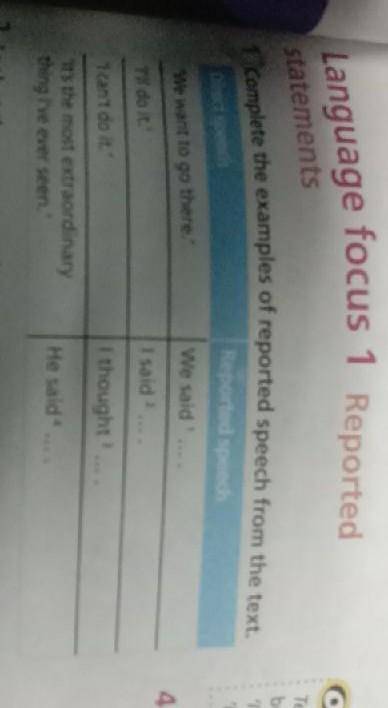 1 Complete the examples of reported speech from the text. Reported We want to go there Til it.' We s