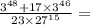 \frac{3 {}^{48} + 17 \times 3 {}^{46} }{23 \times 27 {}^{15} } =