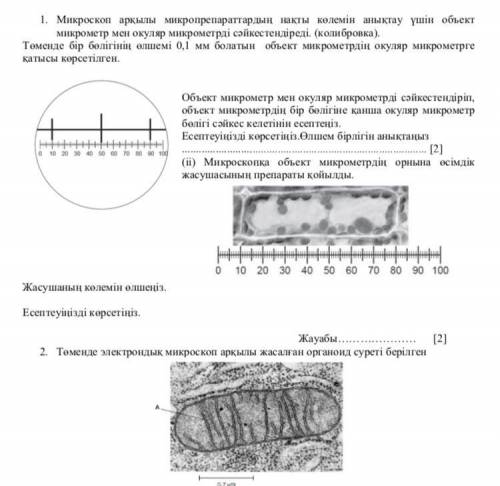 Микроскоп арқылы микропрепараттардың нақты көлемін анықтау үшін объект микрометр мен окуляр микромет