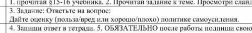 Дайте оценку (хорошо/плохо, польза и вред) политику самоусиления​