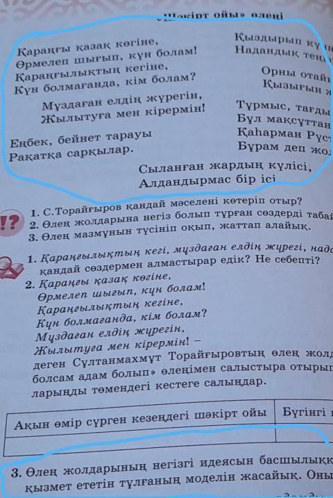 3. Өлең жолдарының негізгі идеясын басшылыкка алып, еліне, калки қызмет ететін тұлғаның моделін жаса